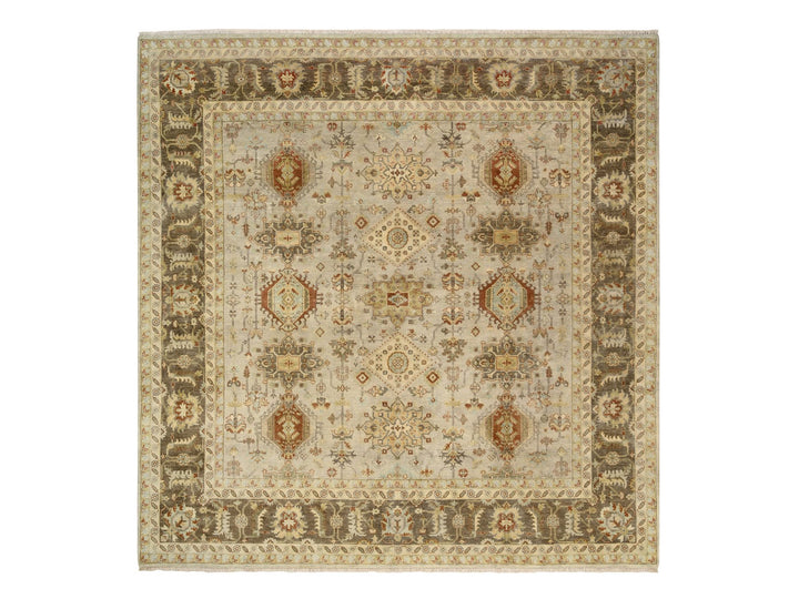 10'2" x 10'0" New Hand Knotted Grey Wool Square Oriental Rug - MOA10263876