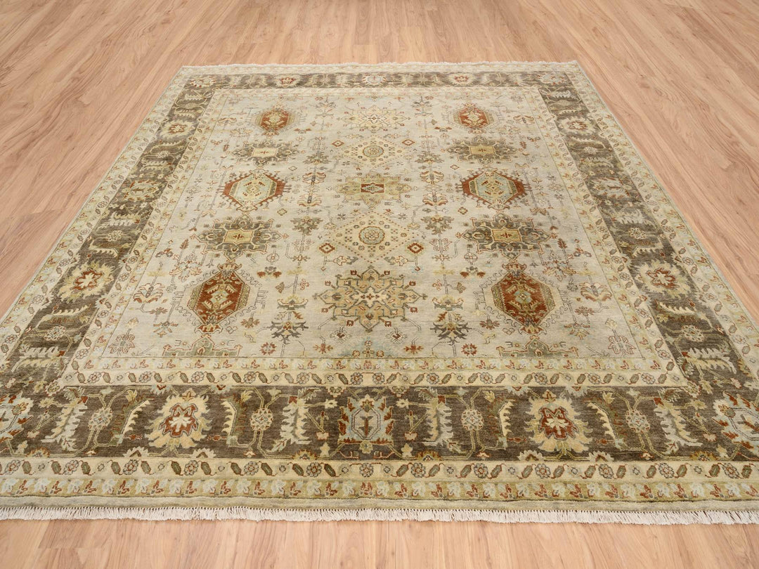 10'2" x 10'0" New Hand Knotted Grey Wool Square Oriental Rug - MOA10263876