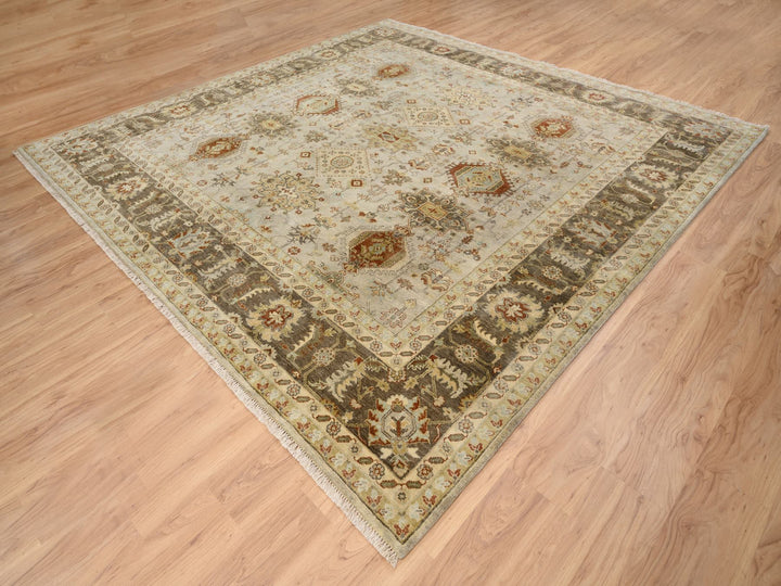 10'2" x 10'0" New Hand Knotted Grey Wool Square Oriental Rug - MOA10263876