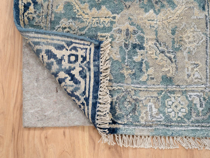 2'0" x 3'1" New Hand Knotted Blue Wool & Silk Rectangle Oriental Rug - MOA10263885