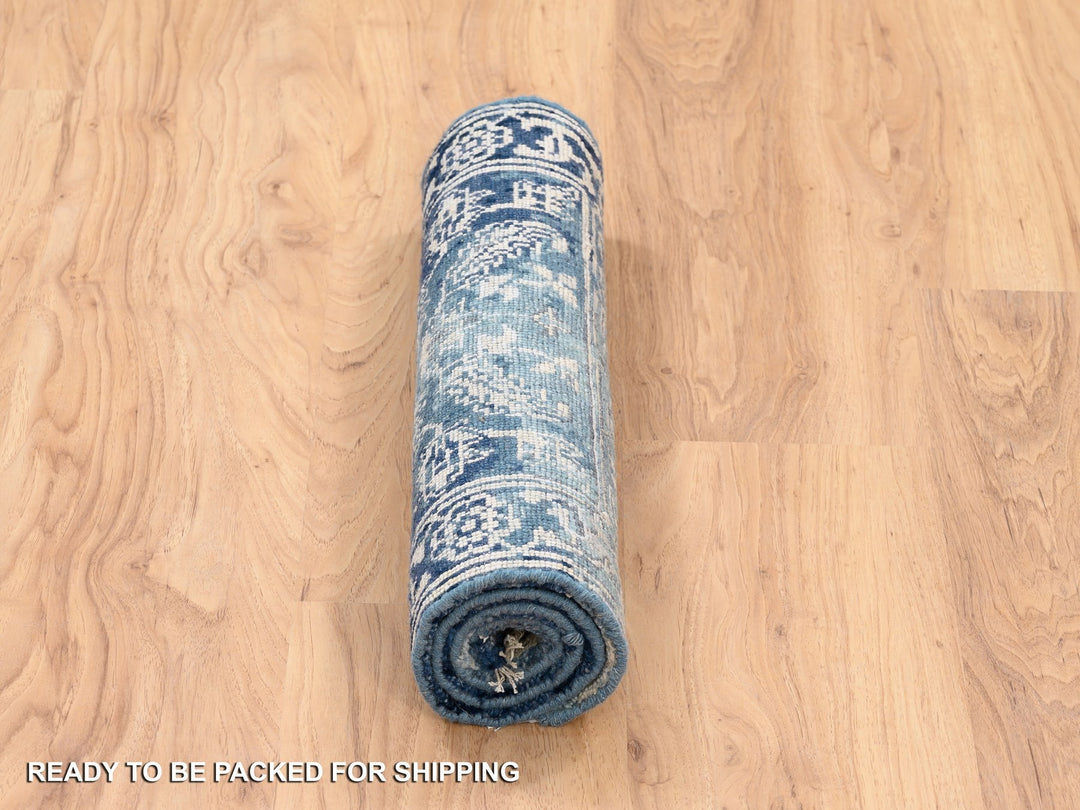 2'0" x 3'1" New Hand Knotted Blue Wool & Silk Rectangle Oriental Rug - MOA10263890