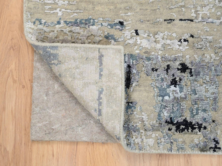 2'0" x 2'10" New Hand Knotted Grey Wool & Silk Rectangle Oriental Rug - MOA10263891