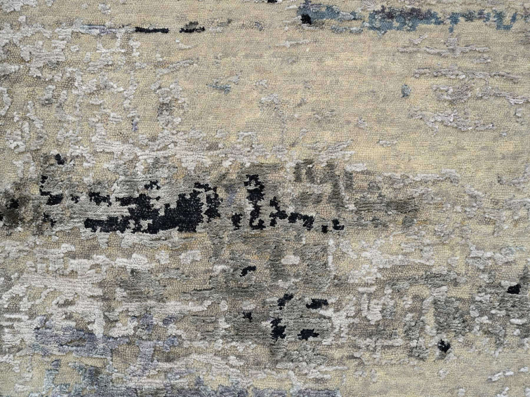 2'0" x 2'10" New Hand Knotted Grey Wool & Silk Rectangle Oriental Rug - MOA10263891