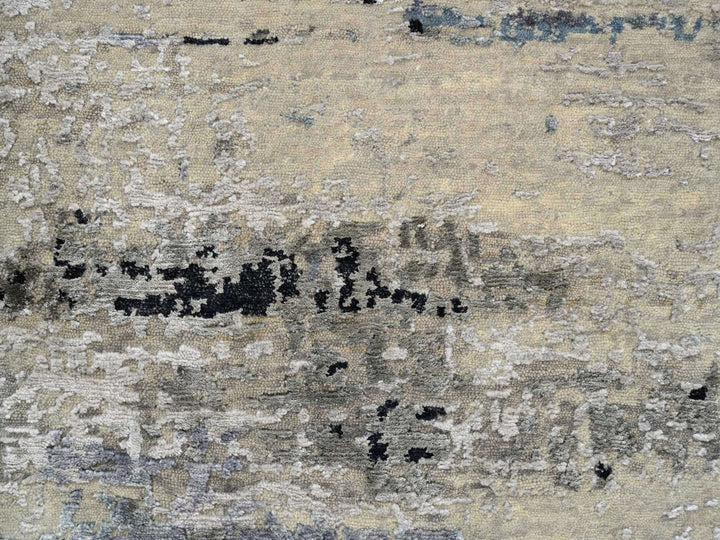 2'0" x 2'10" New Hand Knotted Grey Wool & Silk Rectangle Oriental Rug - MOA10263891