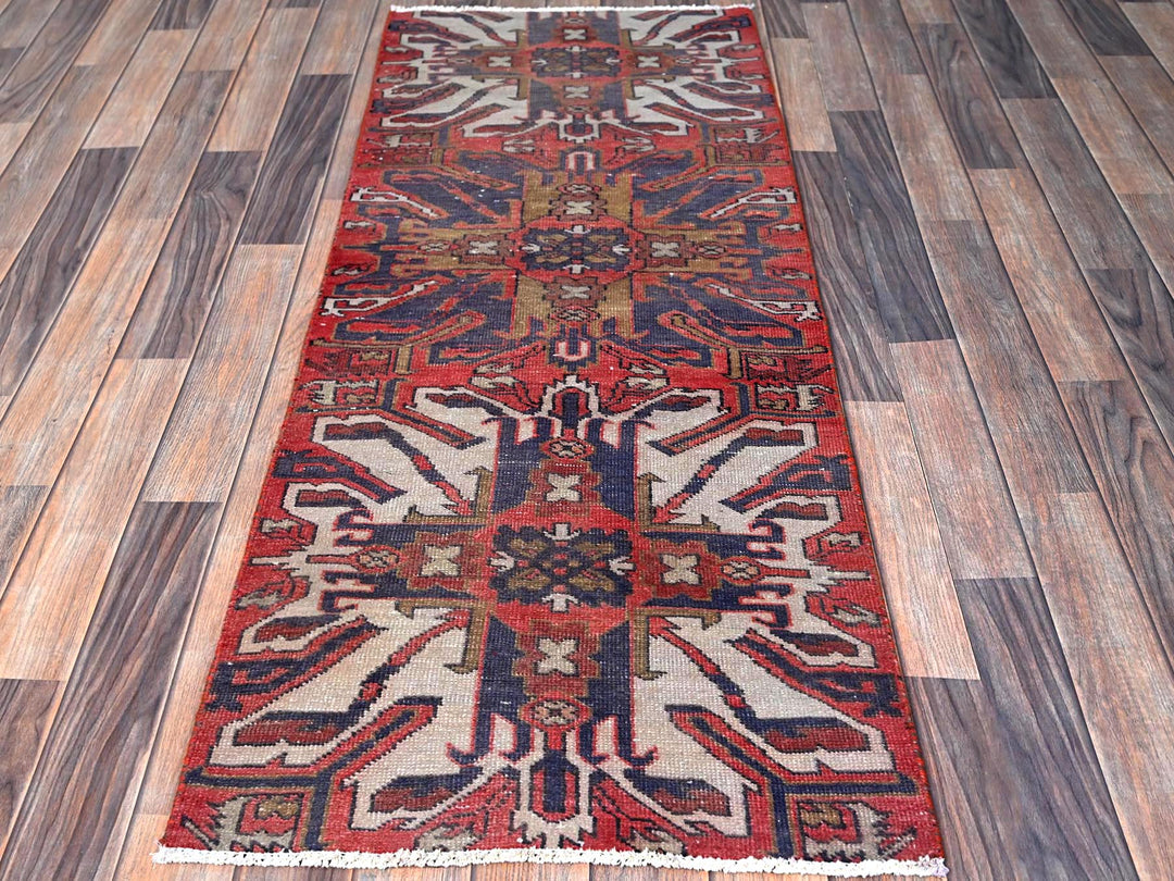 2'1" x 5'4" Vintage Hand Knotted Red Wool Runner Oriental Rug - MOA102638