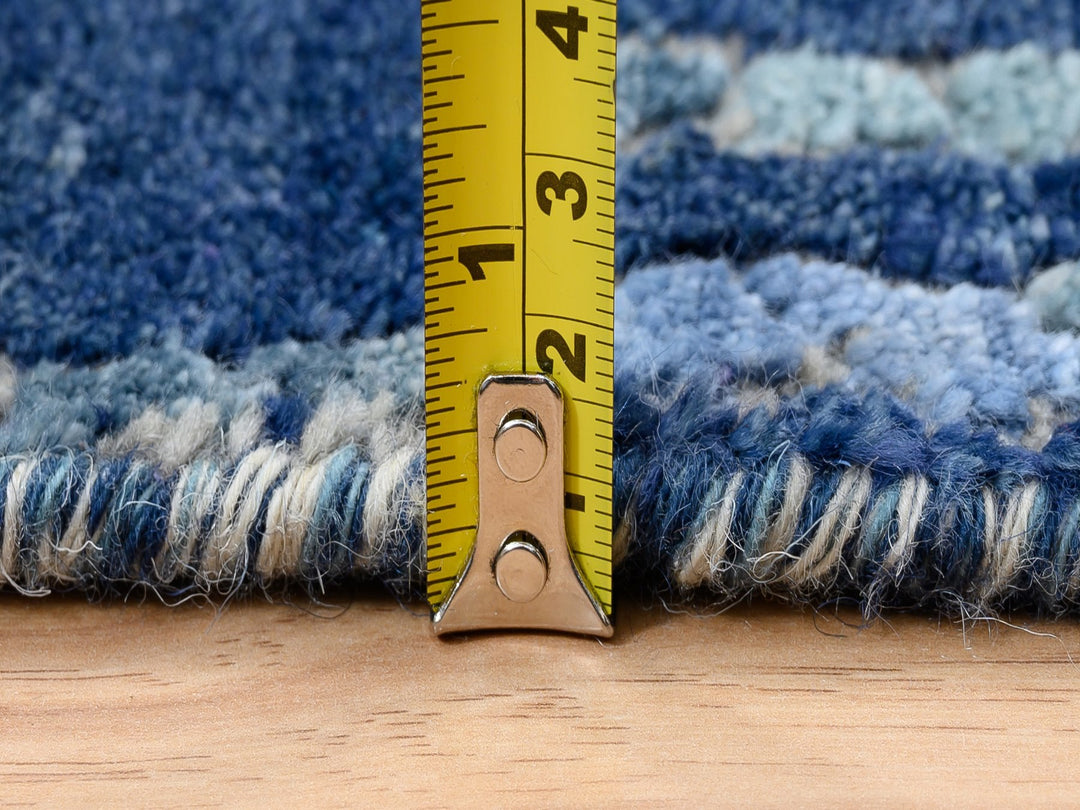 2'8" x 9'9" New Hand Knotted Blue Wool & Silk Runner Oriental Rug - MOA10263910