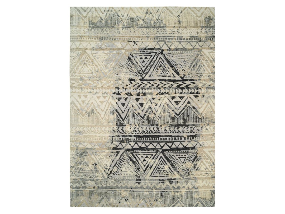 9'9" x 13'10" New Hand Knotted Black Wool Rectangle Oriental Rug - MOA10263921