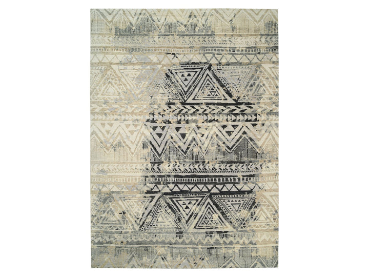9'9" x 13'10" New Hand Knotted Black Wool Rectangle Oriental Rug - MOA10263921