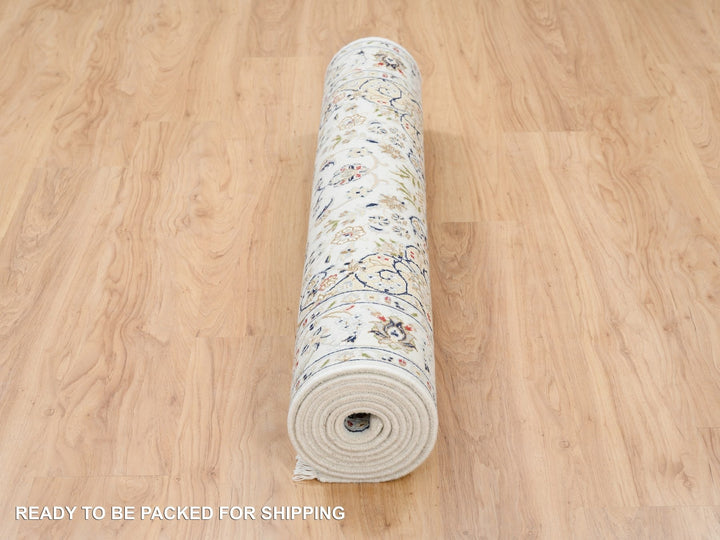 4'2" x 10'1" New Hand Knotted Ivory Wool Runner Oriental Rug - MOA10263964