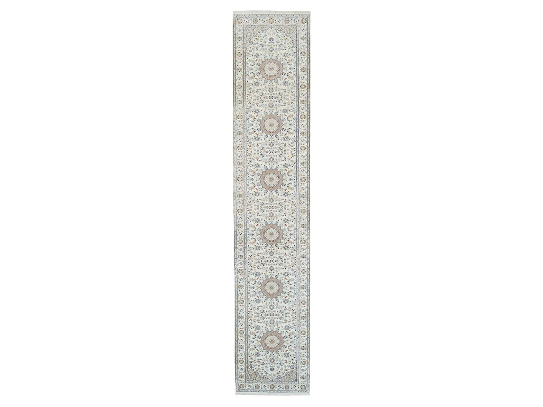 2'8" x 13'3" New Hand Knotted Ivory Wool Runner Oriental Rug - MOA10263975