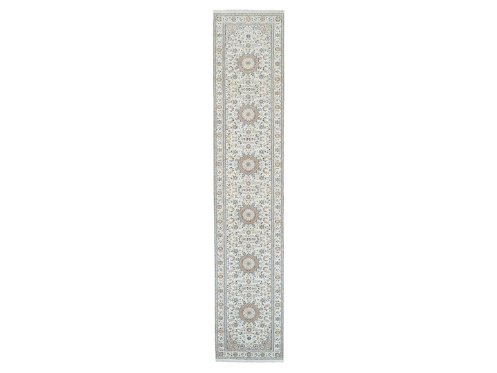 2'8" x 13'3" New Hand Knotted Ivory Wool Runner Oriental Rug - MOA10263975