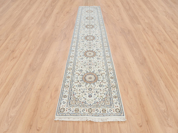 2'8" x 13'3" New Hand Knotted Ivory Wool Runner Oriental Rug - MOA10263975