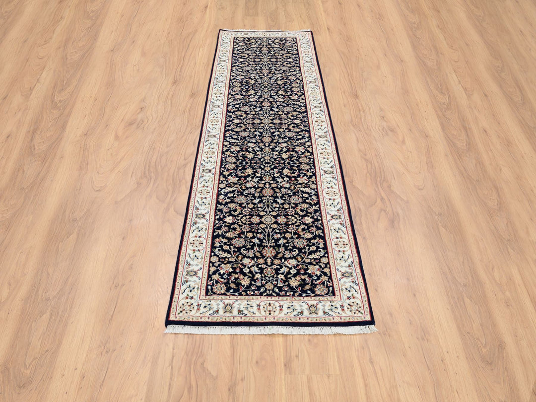 2'8" x 10'0" New Hand Knotted Blue Wool Runner Oriental Rug - MOA10263986
