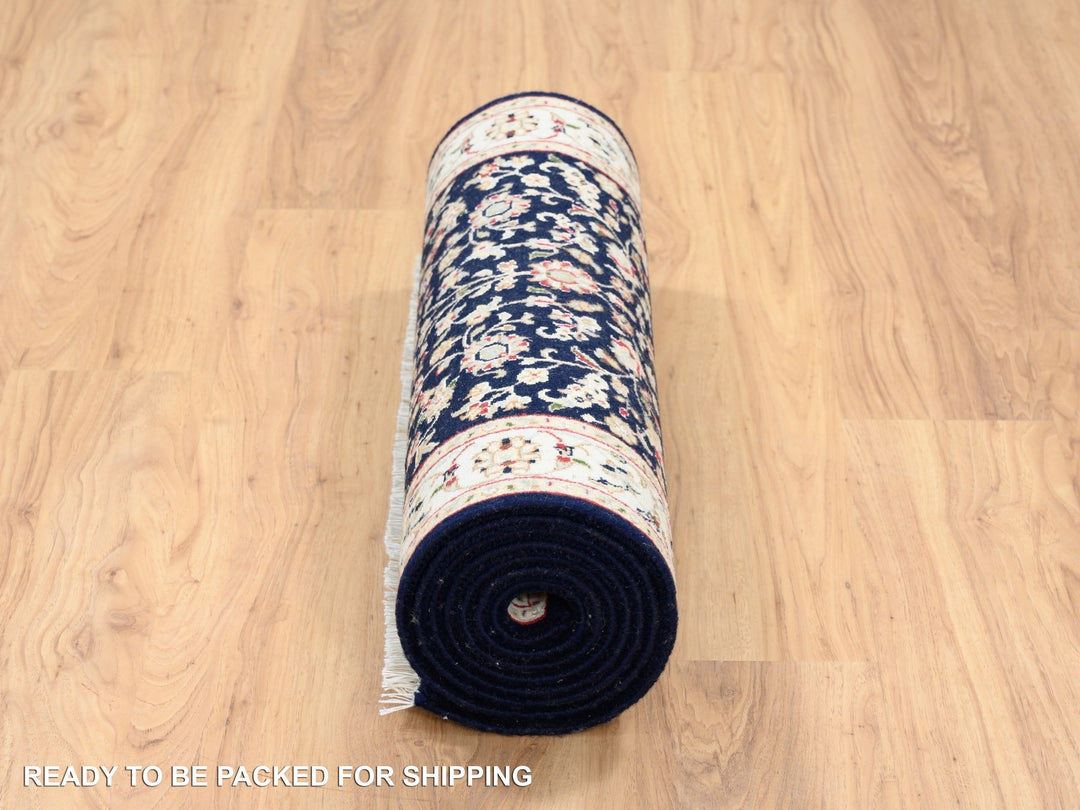 2'8" x 10'0" New Hand Knotted Blue Wool Runner Oriental Rug - MOA10263986