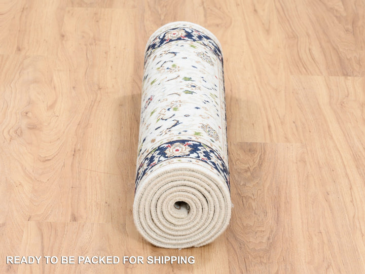 2'7" x 8'3" New Hand Knotted Ivory Wool Runner Oriental Rug - MOA10263987