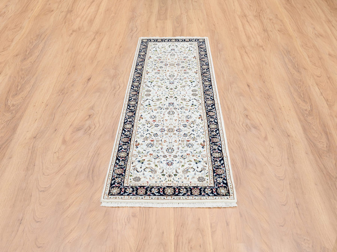 2'8" x 8'3" New Hand Knotted Ivory Wool Runner Oriental Rug - MOA10263989