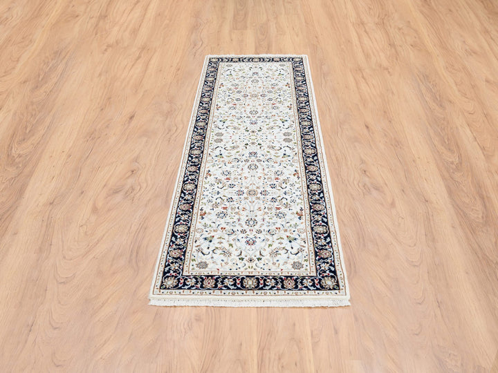 2'8" x 8'3" New Hand Knotted Ivory Wool Runner Oriental Rug - MOA10263989