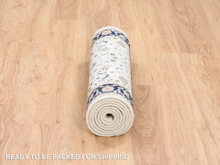 2'8" x 8'3" New Hand Knotted Ivory Wool Runner Oriental Rug - MOA10263989