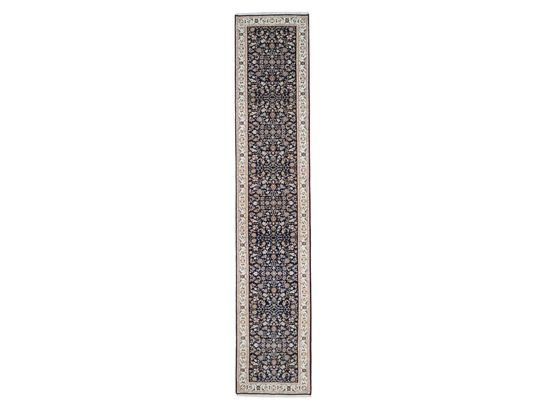 2'9" x 14'0" New Hand Knotted Blue Wool Runner Oriental Rug - MOA10263999