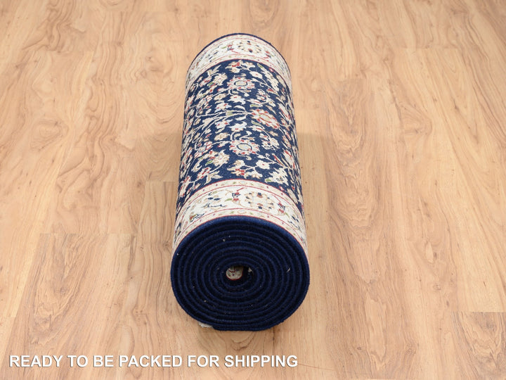 2'9" x 14'0" New Hand Knotted Blue Wool Runner Oriental Rug - MOA10263999