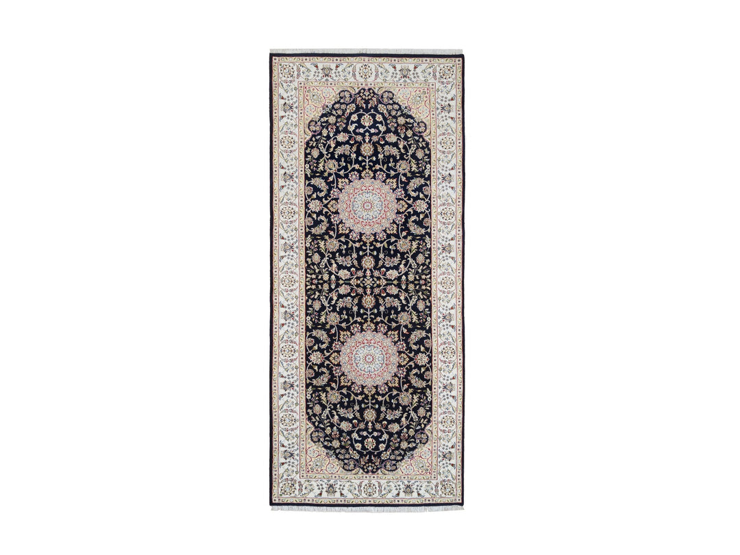 4'2" x 10'4" New Hand Knotted Blue Wool Runner Oriental Rug - MOA10264007