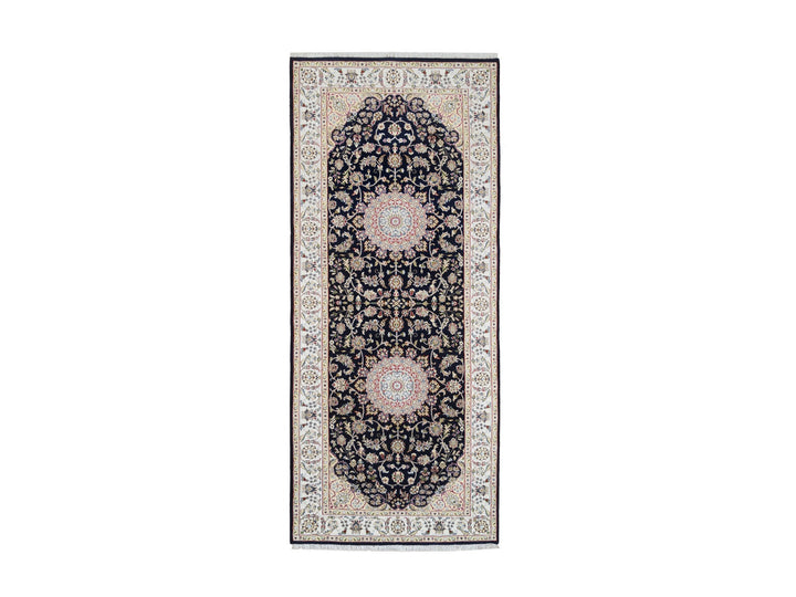 4'2" x 10'4" New Hand Knotted Blue Wool Runner Oriental Rug - MOA10264007