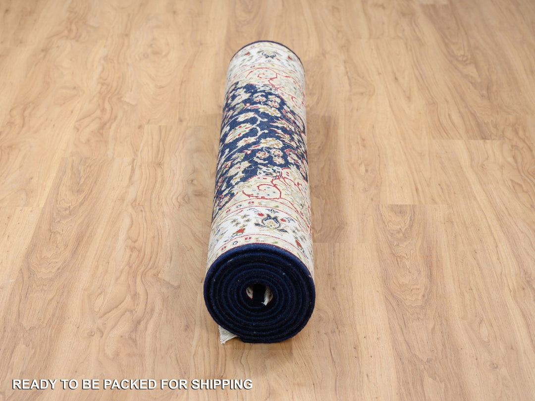 4'2" x 10'4" New Hand Knotted Blue Wool Runner Oriental Rug - MOA10264007