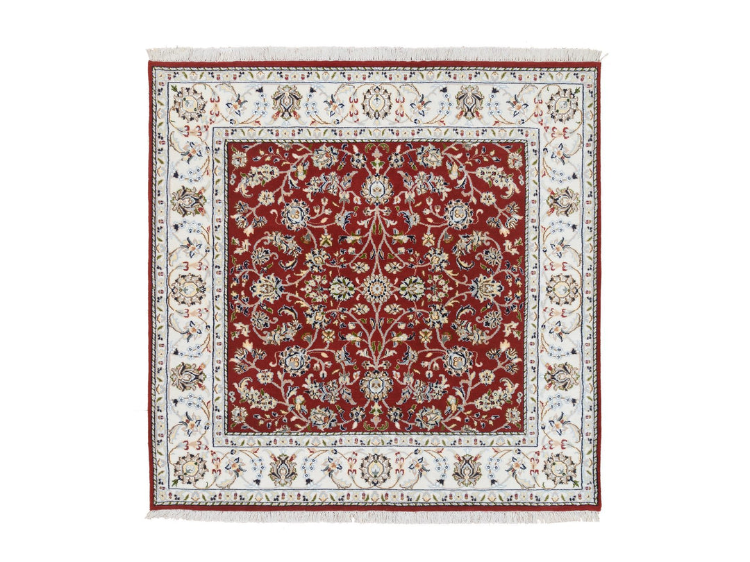 5'0" x 5'1" New Hand Knotted Red Wool Square Oriental Rug - MOA10264011