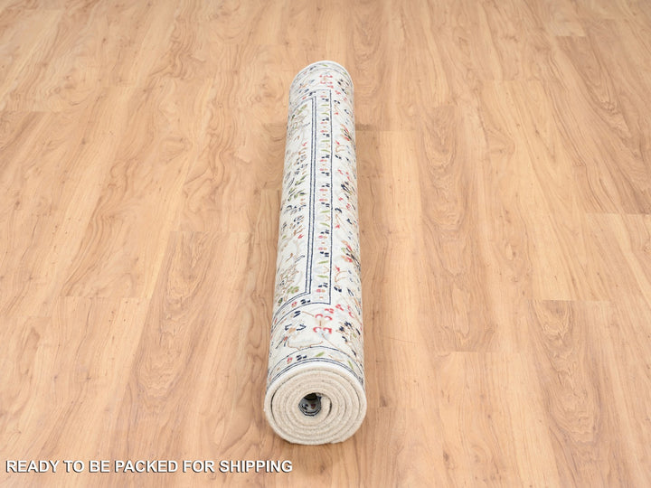 4'10" x 6'8" New Hand Knotted Ivory Wool Rectangle Oriental Rug - MOA10264030