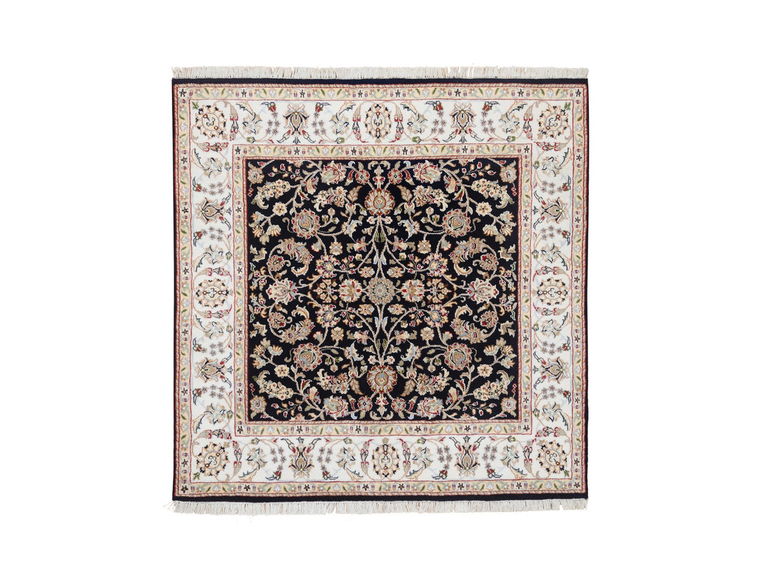 5'0" x 5'0" New Hand Knotted Blue Wool Square Oriental Rug - MOA10264043