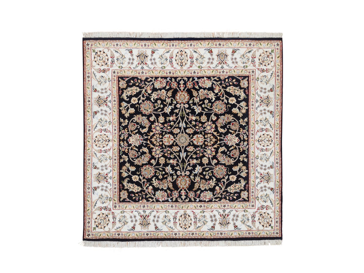 5'0" x 5'0" New Hand Knotted Blue Wool Square Oriental Rug - MOA10264043