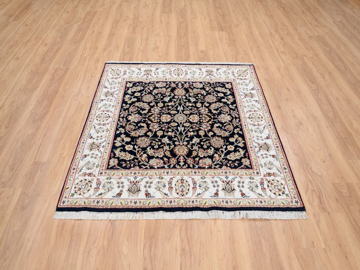 5'0" x 5'0" New Hand Knotted Blue Wool Square Oriental Rug - MOA10264043