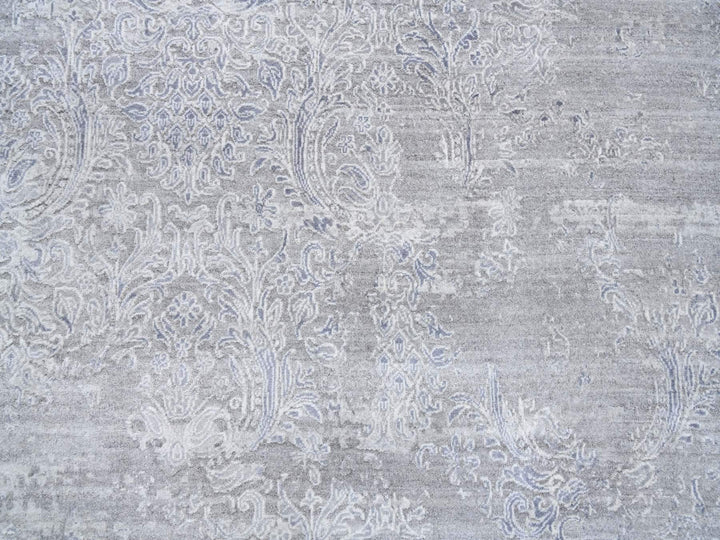 10'0" x 13'10" New Hand Knotted Ivory Wool & Silk Rectangle Oriental Rug - MOA10264085