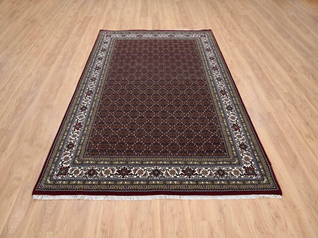 5'9" x 8'9" New Hand Knotted Red Wool Rectangle Oriental Rug - MOA10264088