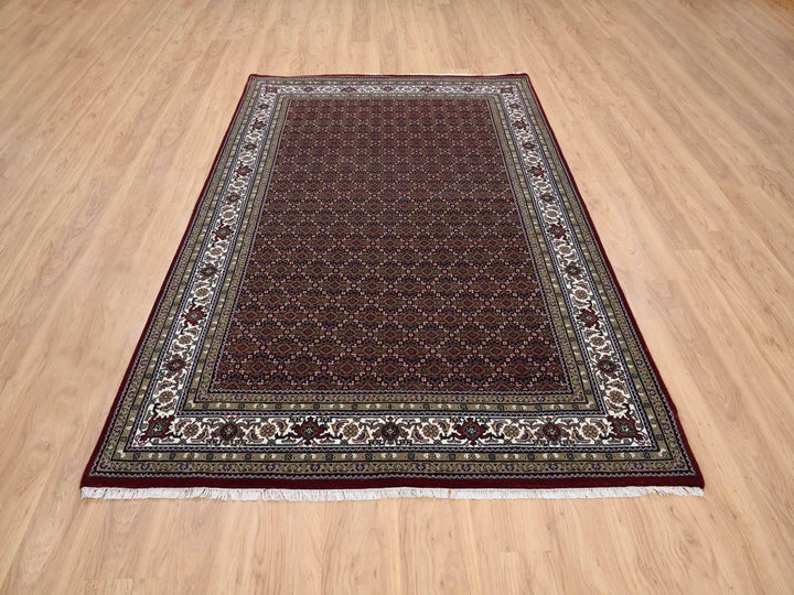5'9" x 8'9" New Hand Knotted Red Wool Rectangle Oriental Rug - MOA10264088
