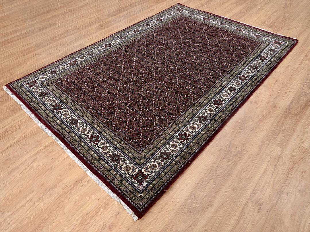 5'9" x 8'9" New Hand Knotted Red Wool Rectangle Oriental Rug - MOA10264088