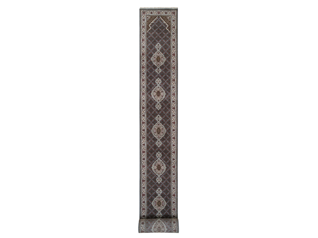 2'6" x 26'0" New Hand Knotted Grey Wool Runner Oriental Rug - MOA10264089