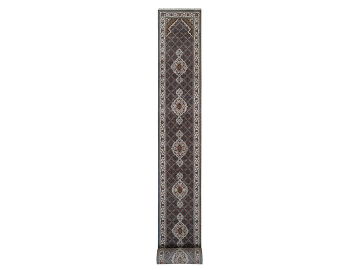 2'6" x 26'0" New Hand Knotted Grey Wool Runner Oriental Rug - MOA10264089