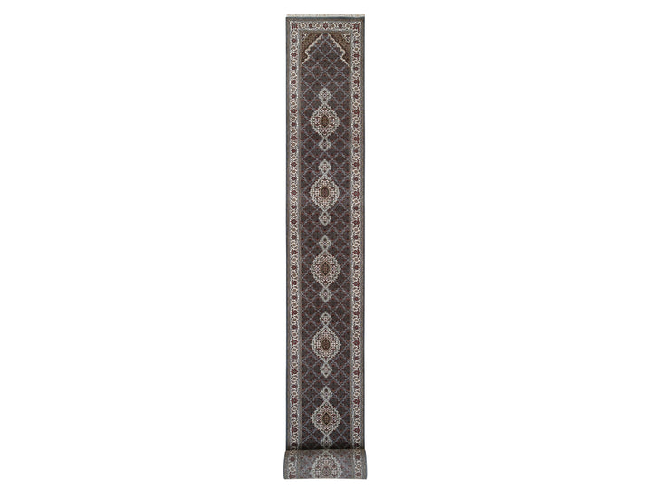2'6" x 26'1" New Hand Knotted Grey Wool Runner Oriental Rug - MOA10264090