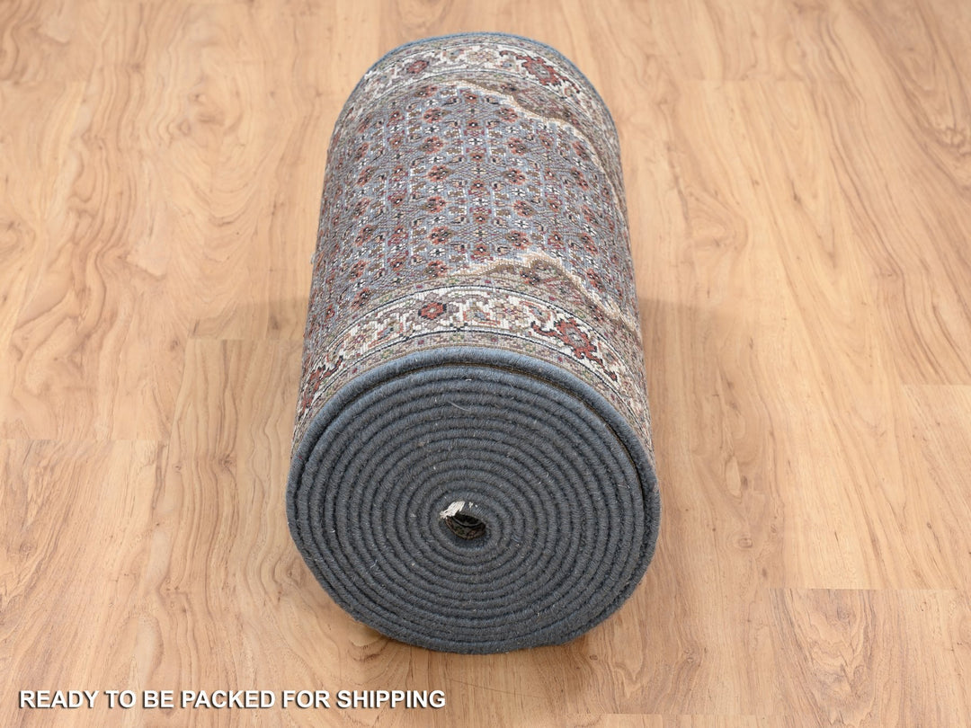 2'6" x 26'1" New Hand Knotted Grey Wool Runner Oriental Rug - MOA10264090