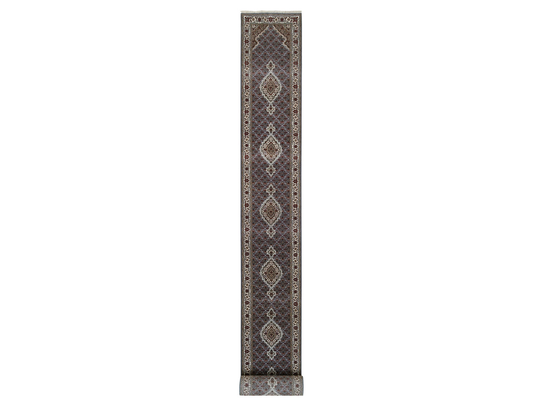 2'5" x 23'0" New Hand Knotted Grey Wool Runner Oriental Rug - MOA10264091