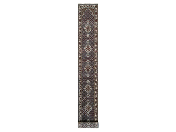 2'5" x 23'0" New Hand Knotted Grey Wool Runner Oriental Rug - MOA10264091