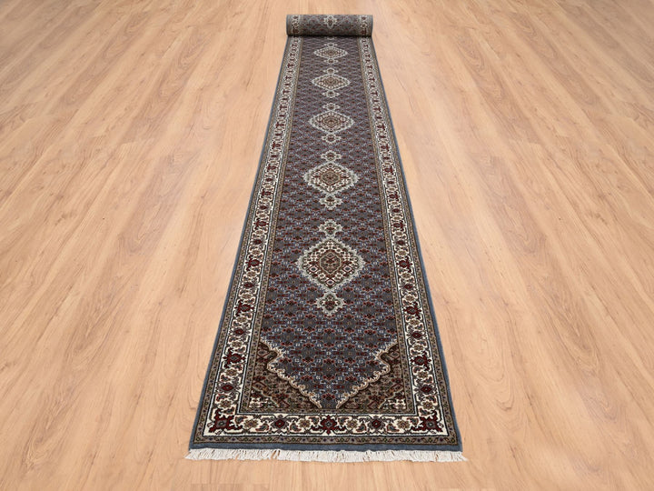 2'5" x 23'0" New Hand Knotted Grey Wool Runner Oriental Rug - MOA10264091