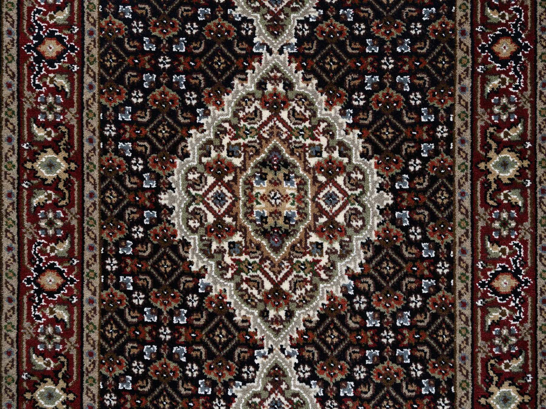 2'6" x 26'3" New Hand Knotted Black Wool Runner Oriental Rug - MOA10264094