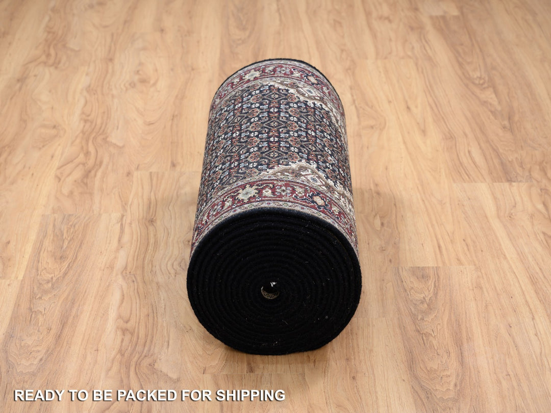 2'6" x 26'3" New Hand Knotted Black Wool Runner Oriental Rug - MOA10264094