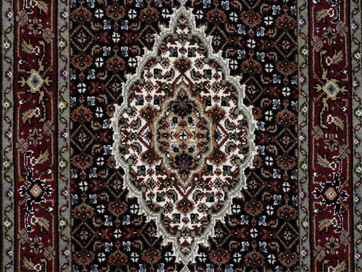 2'4" x 27'1" New Hand Knotted Black Wool Runner Oriental Rug - MOA10264095