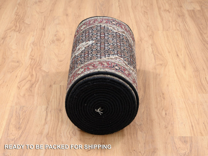 2'4" x 27'1" New Hand Knotted Black Wool Runner Oriental Rug - MOA10264095