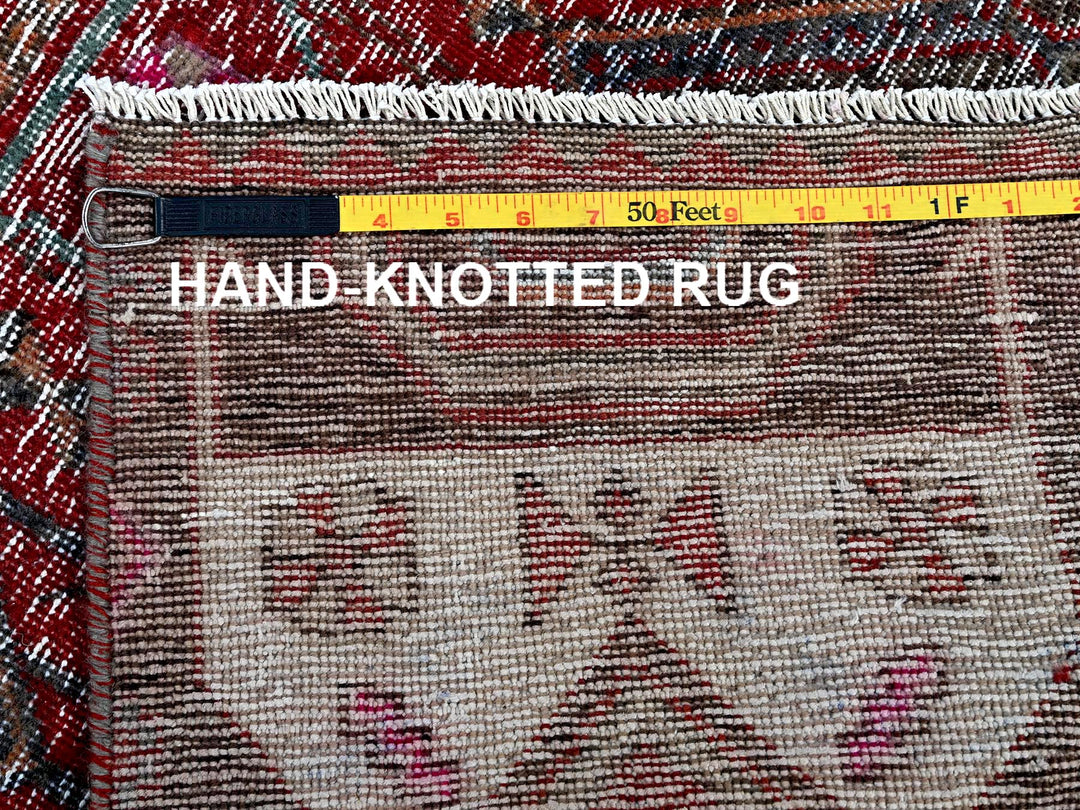 2'7" x 9'1" Vintage Hand Knotted Overdyed Wool Runner Oriental Rug - MOA102640