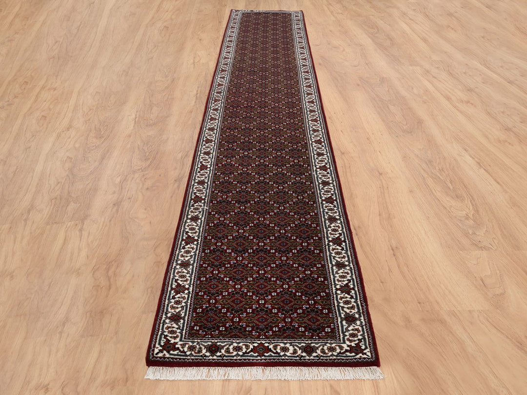 2'1" x 13'10" New Hand Knotted Red Wool Runner Oriental Rug - MOA10264110