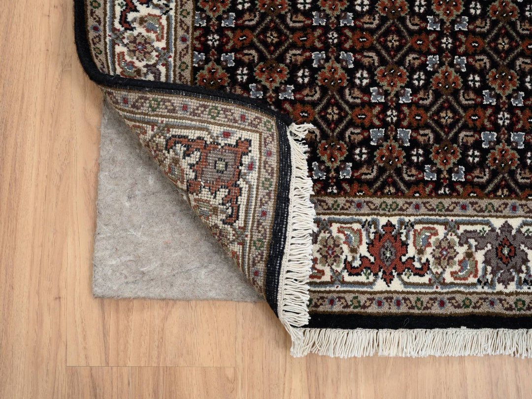 2'5" x 20'0" New Hand Knotted Black Wool & Silk Runner Oriental Rug - MOA10264114